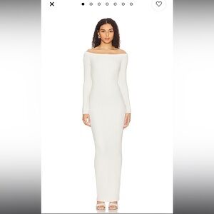 Good American Shine Rib Off Shoulder Cloud White Color - Medium